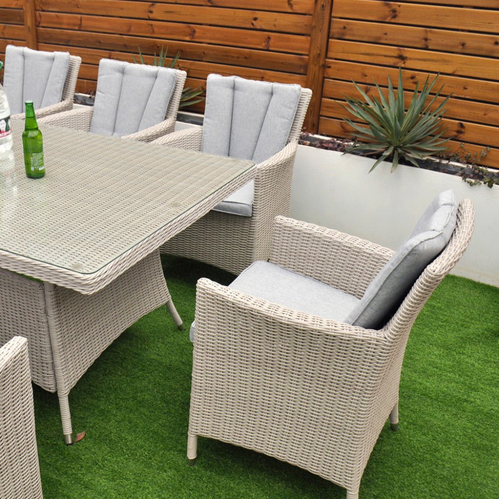 Tulum - 8 Seat Set with 170cm Rectangular Table (White Washed) - Rathwood Store