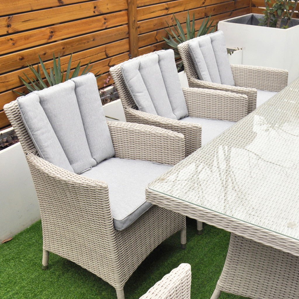 Tulum - 8 Seat Set with 170cm Rectangular Table (White Washed) - Rathwood Store