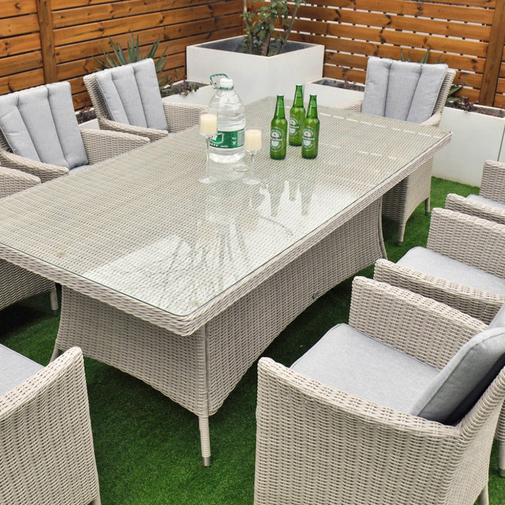 Tulum - 8 Seat Set with 170cm Rectangular Table (White Washed) - Rathwood Store