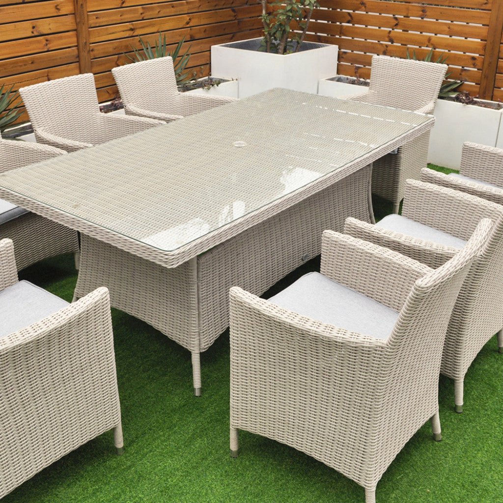 Tulum - 8 Seat Set with 170cm Rectangular Table (White Washed) - Rathwood Store