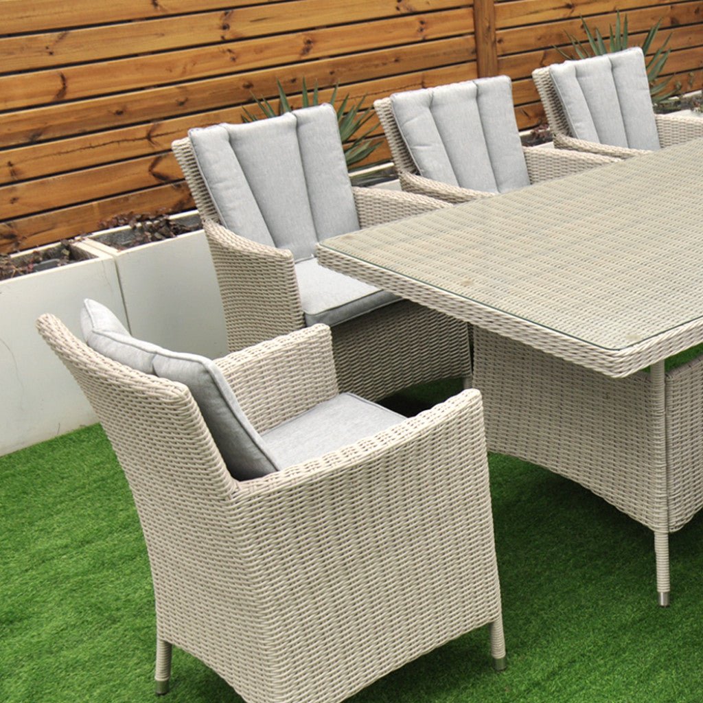 Tulum - 8 Seat Set with 170cm Rectangular Table (White Washed) - Rathwood Store
