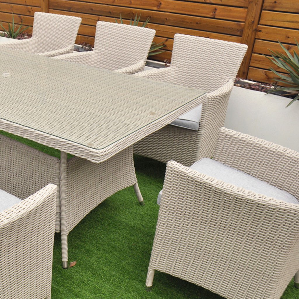 Tulum - 8 Seat Set with 170cm Rectangular Table (White Washed) - Rathwood Store