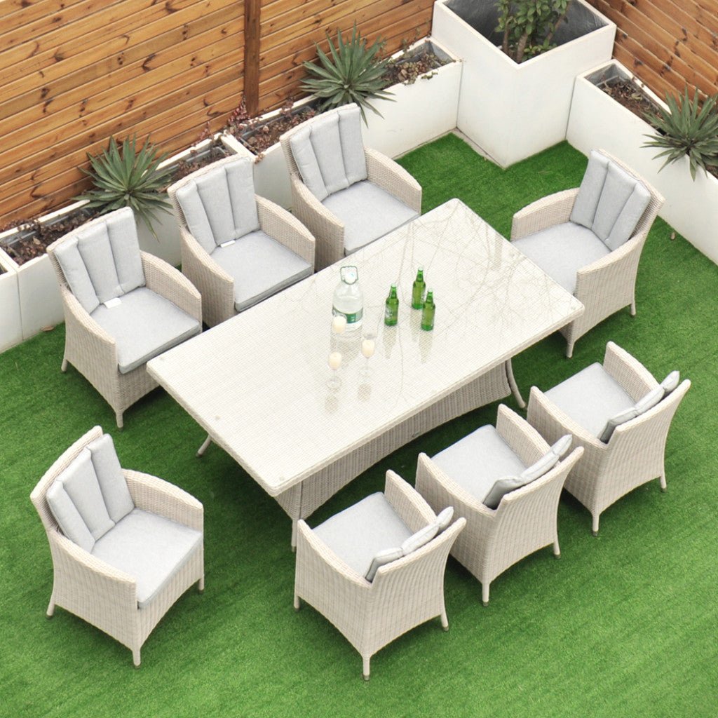 Tulum - 8 Seat Set with 170cm Rectangular Table (White Washed) - Rathwood Store
