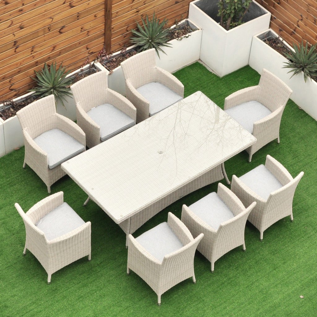 Tulum - 8 Seat Set with 170cm Rectangular Table (White Washed) - Rathwood Store