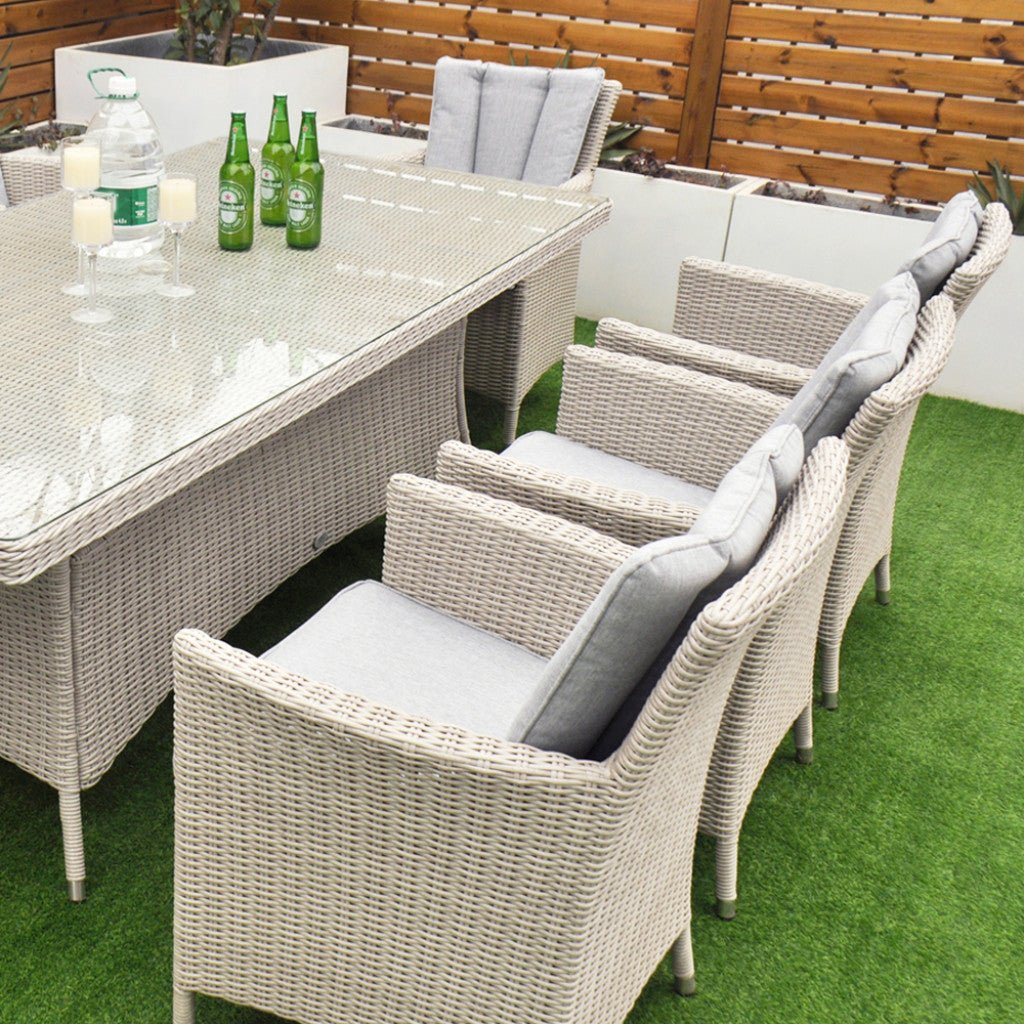 Tulum - 8 Seat Set with 170cm Rectangular Table (White Washed) - Rathwood Store