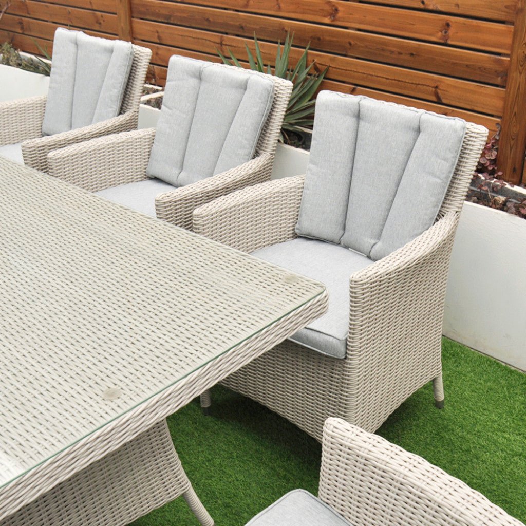 Tulum - 8 Seat Set with 170cm Rectangular Table (White Washed) - Rathwood Store