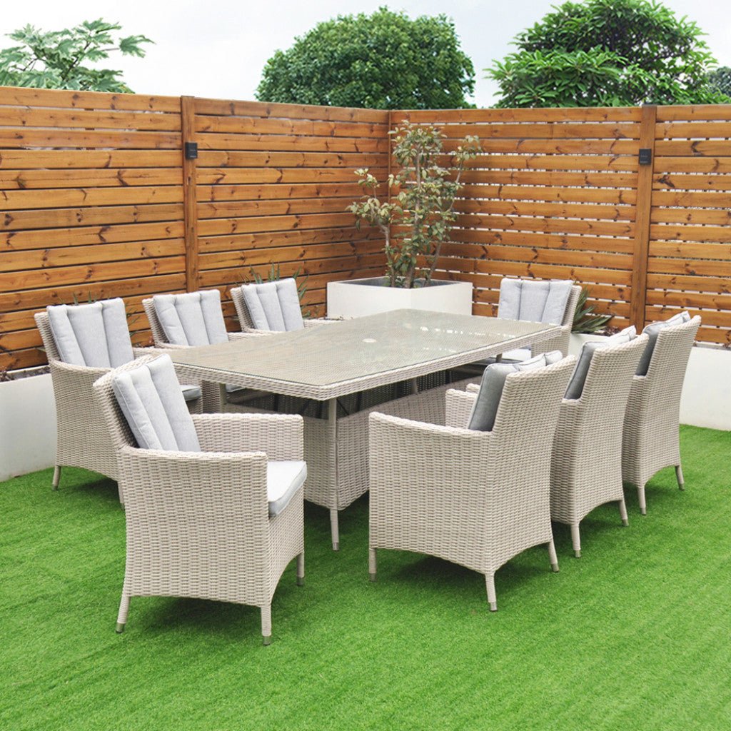 Tulum - 8 Seat Set with 170cm Rectangular Table (White Washed) - Rathwood Store