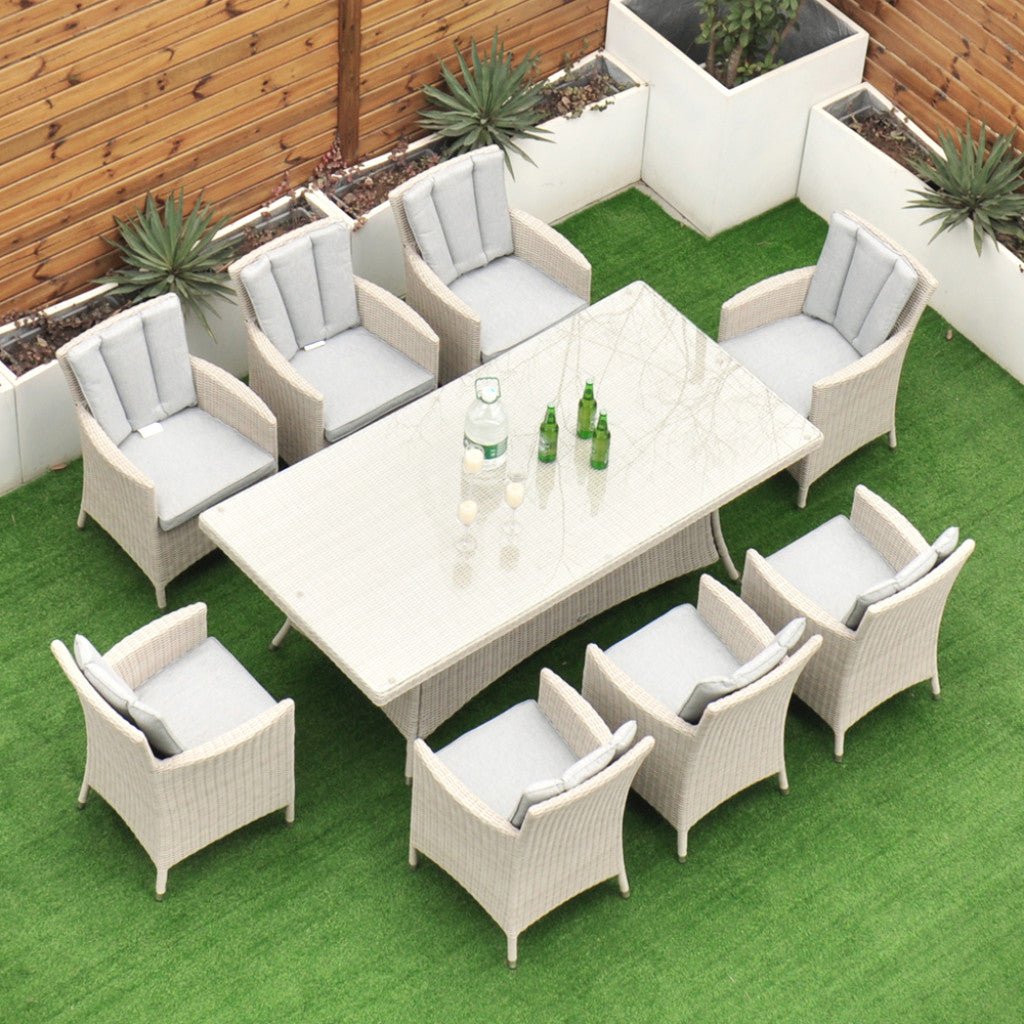 Tulum - 8 Seat Set with 170cm Rectangular Table (White Washed) - Rathwood Store