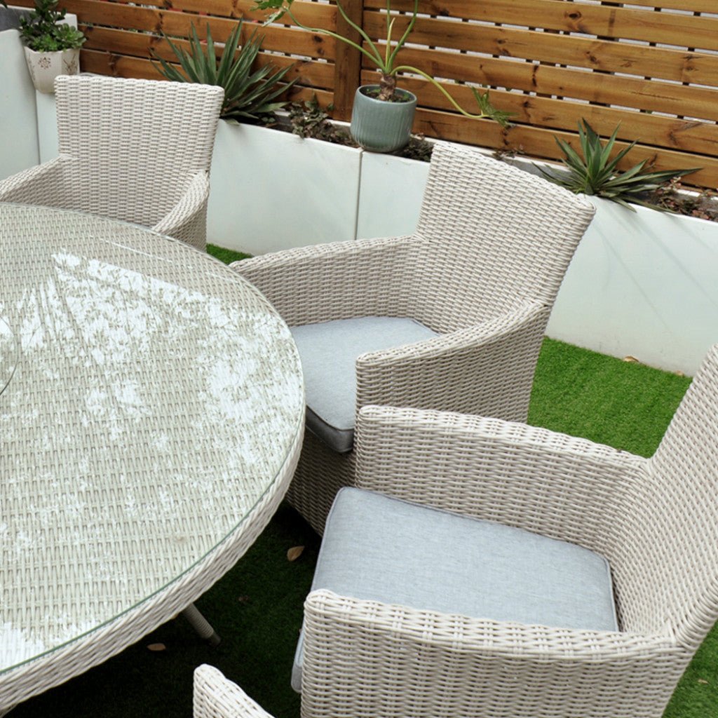 Tulum - 8 Seat Set with 170cm Round Table (White Washed) - Rathwood Store