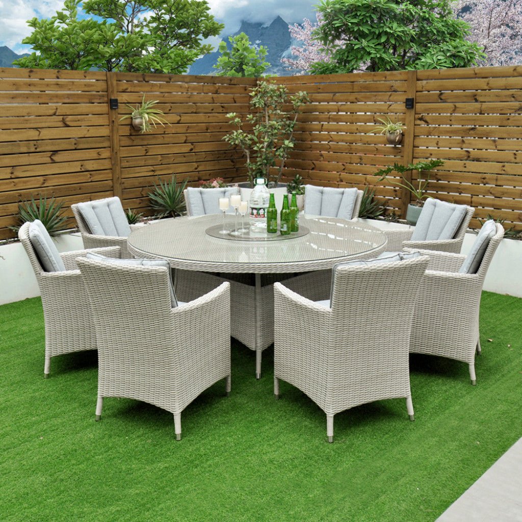 Tulum - 8 Seat Set with 170cm Round Table (White Washed) - Rathwood Store
