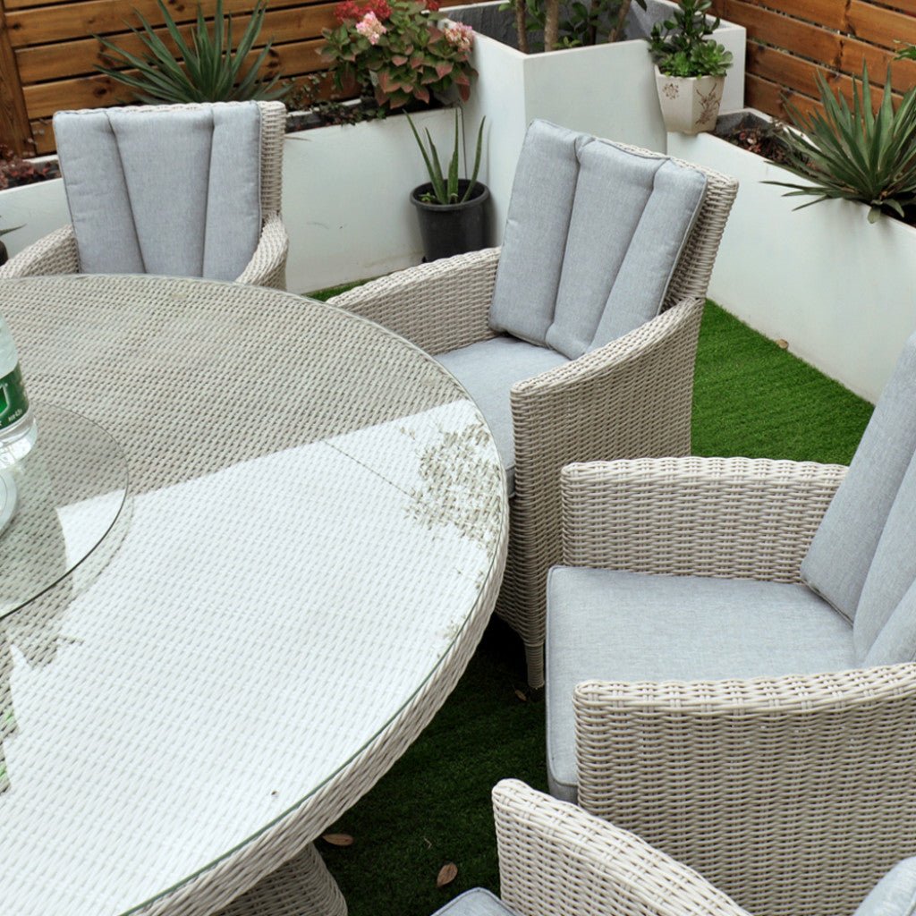 Tulum - 8 Seat Set with 170cm Round Table (White Washed) - Rathwood Store