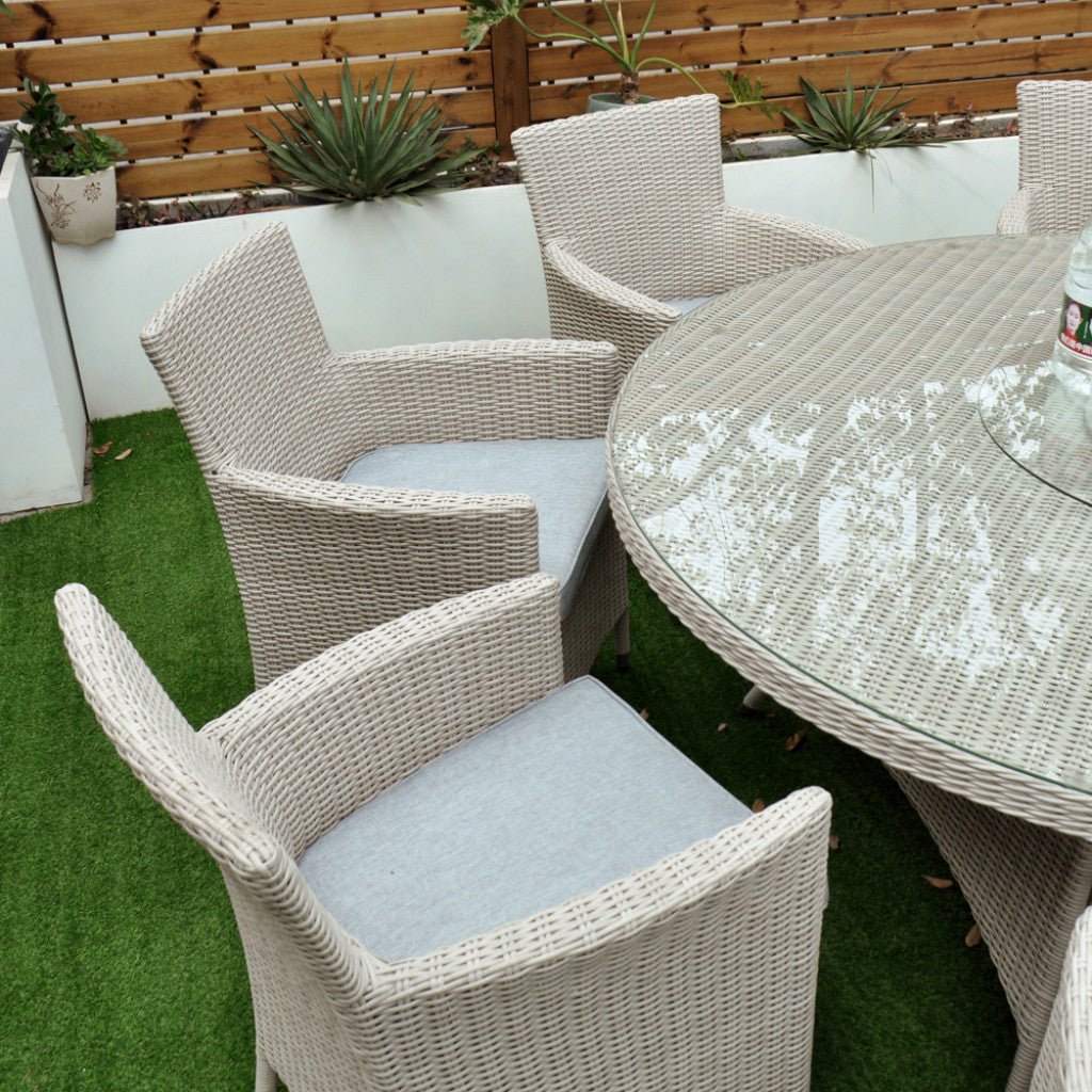 Tulum - 8 Seat Set with 170cm Round Table (White Washed) - Rathwood Store