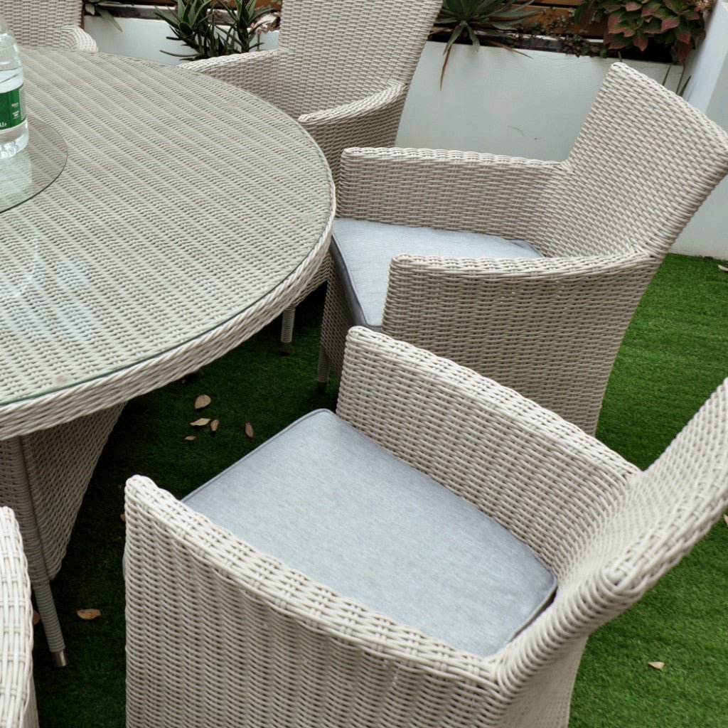 Tulum - 8 Seat Set with 170cm Round Table (White Washed) - Rathwood Store