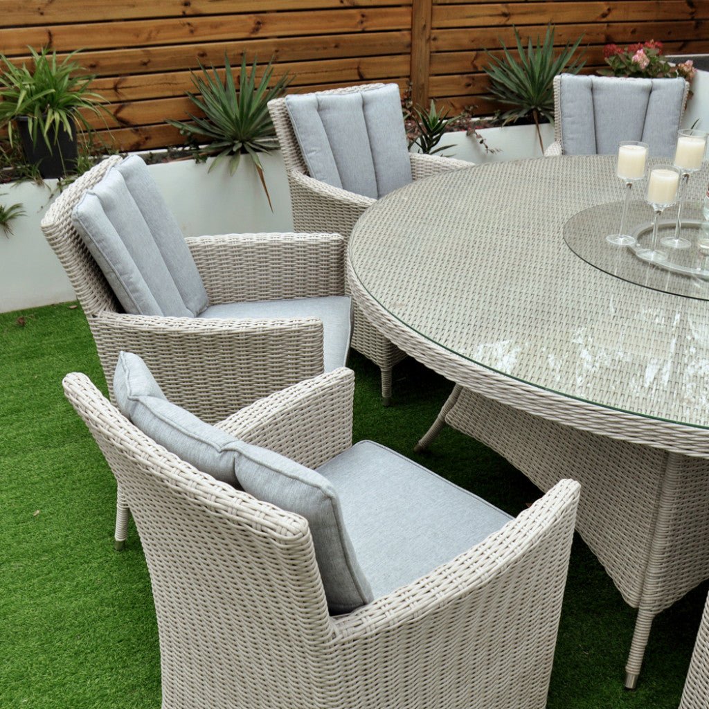 Tulum - 8 Seat Set with 170cm Round Table (White Washed) - Rathwood Store