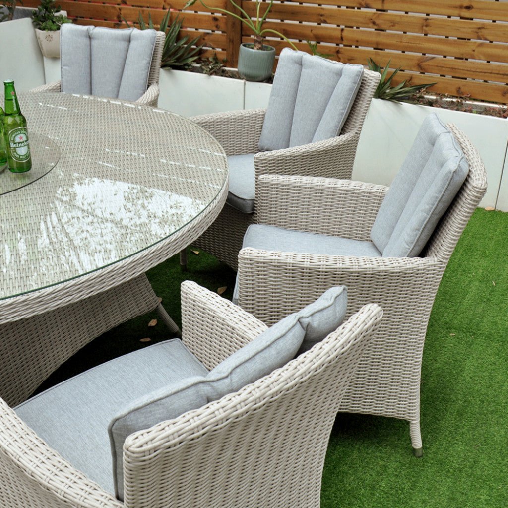Tulum - 8 Seat Set with 170cm Round Table (White Washed) - Rathwood Store