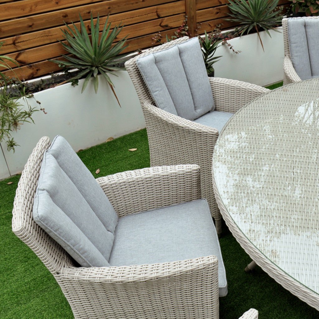 Tulum - 8 Seat Set with 170cm Round Table (White Washed) - Rathwood Store
