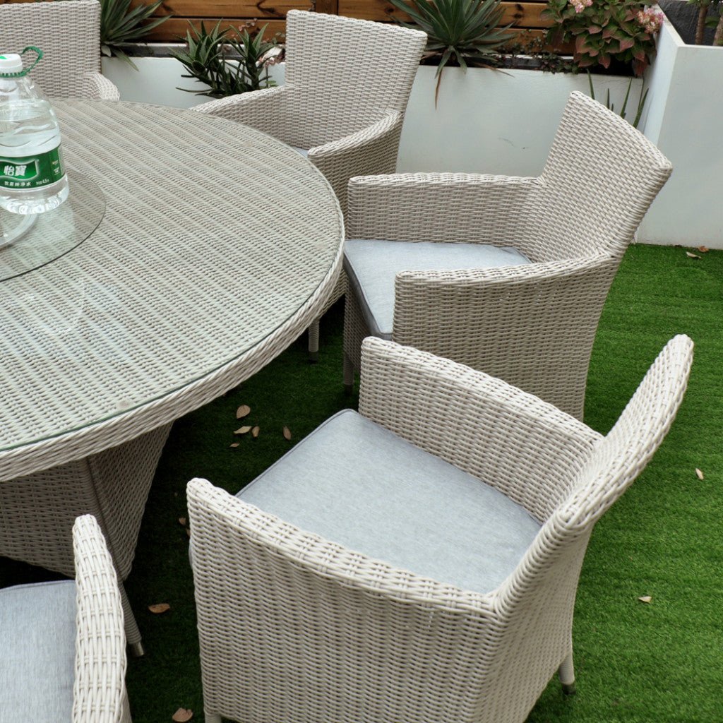 Tulum - 8 Seat Set with 170cm Round Table (White Washed) - Rathwood Store