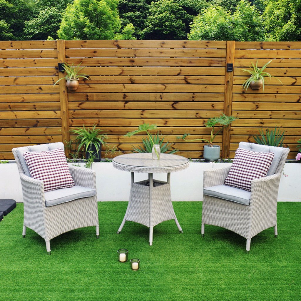 Tulum - Bistro Set with 70cm Round Table (White Washed) - Rathwood Store