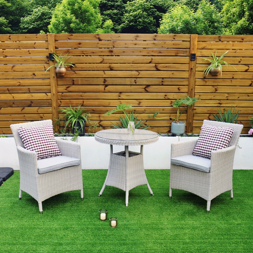 Tulum - Bistro Set with 70cm Round Table (White Washed) - Rathwood Store