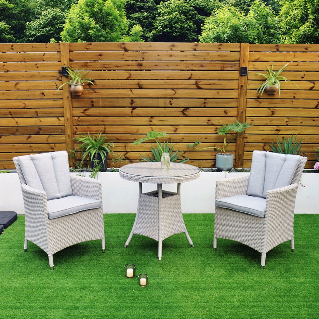 Tulum - Bistro Set with 70cm Round Table (White Washed) - Rathwood Store