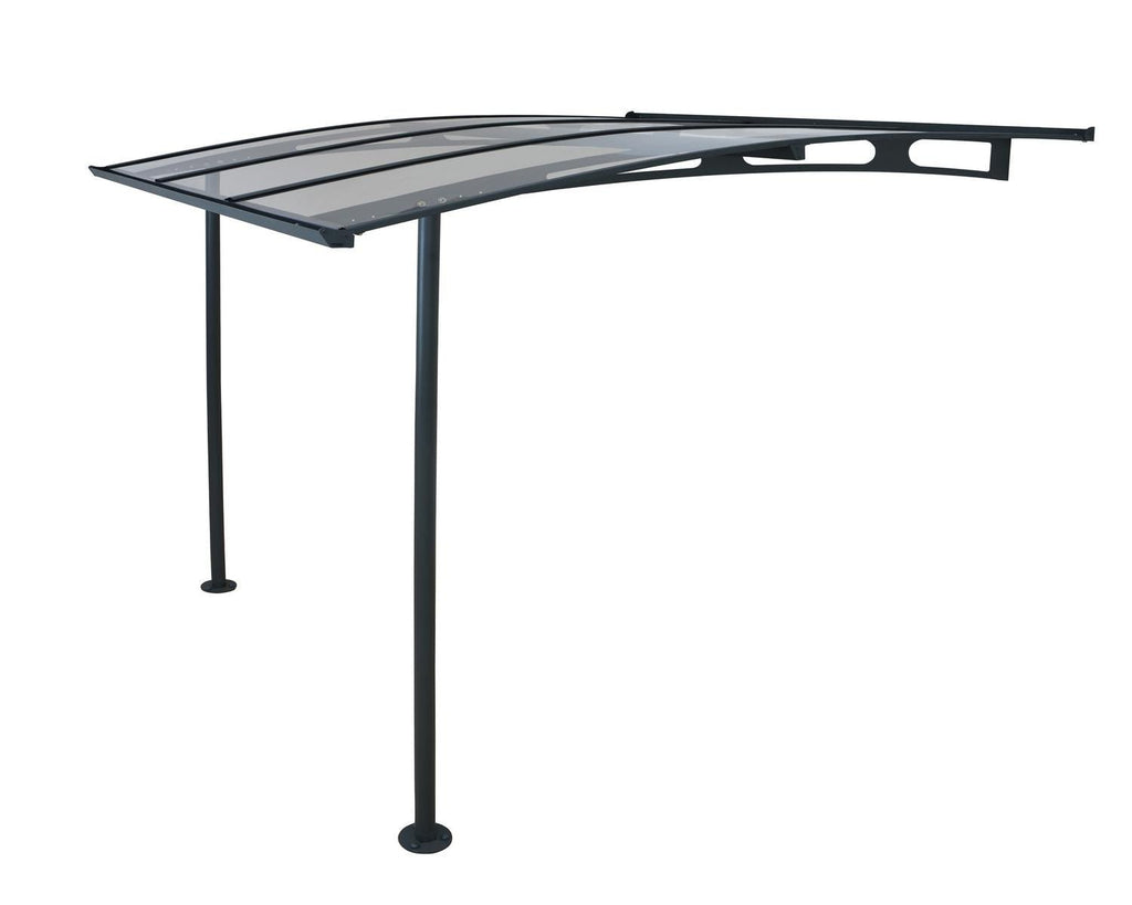 Vega 7 ft. x 7 ft. Door Awning Kit - Grey Structure & clear Panels - Rathwood Store