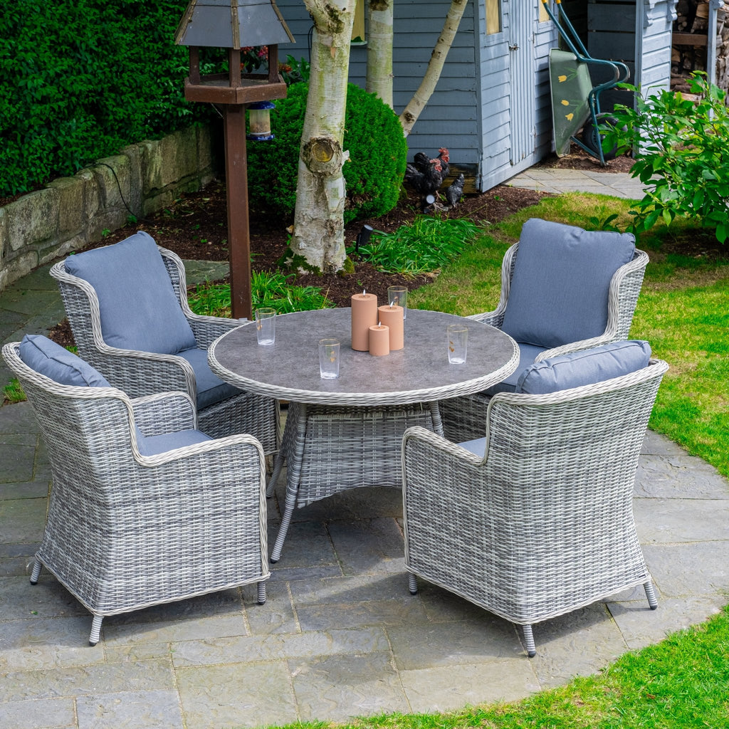 Vienna - 4 Seater Deluxe Dining Set (Light Grey) - Rathwood Store