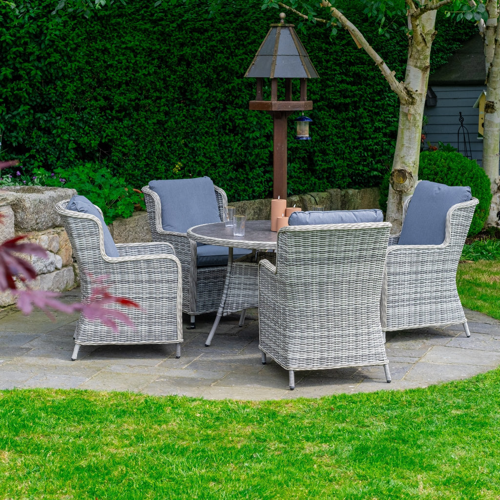 Vienna - 4 Seater Deluxe Dining Set (Light Grey) - Rathwood Store