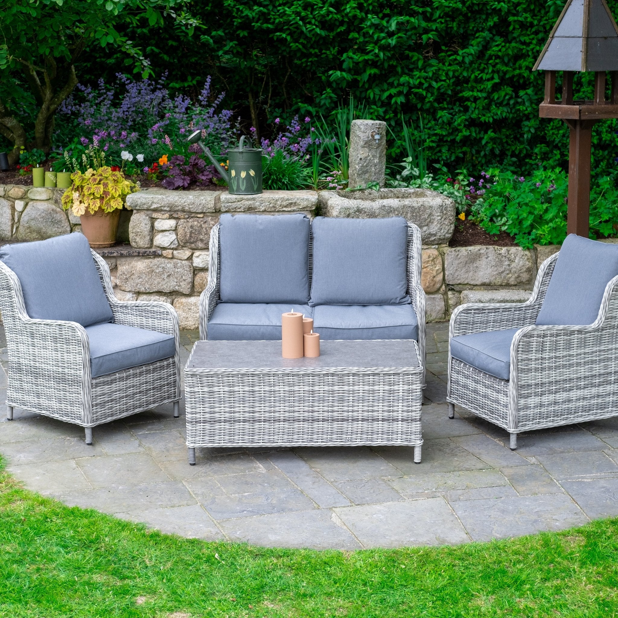 Seater Rattan Chaise Longue Garden Sofa Set Seater MARATEA Rattan