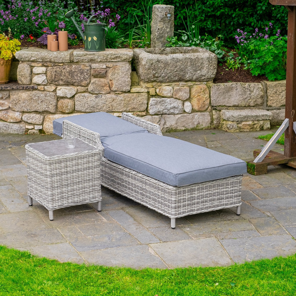 Vienna - Light Grey Sun Lounger with Table - Rathwood Store