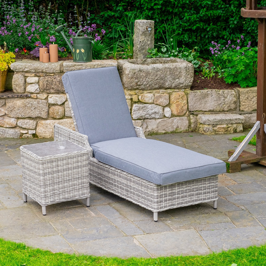 Vienna - Light Grey Sun Lounger with Table - Rathwood Store
