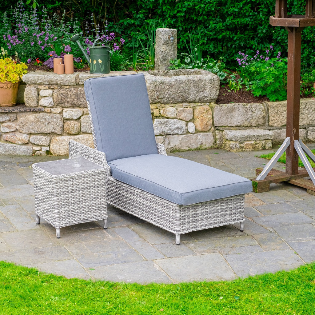 Vienna - Light Grey Sun Lounger with Table - Rathwood Store