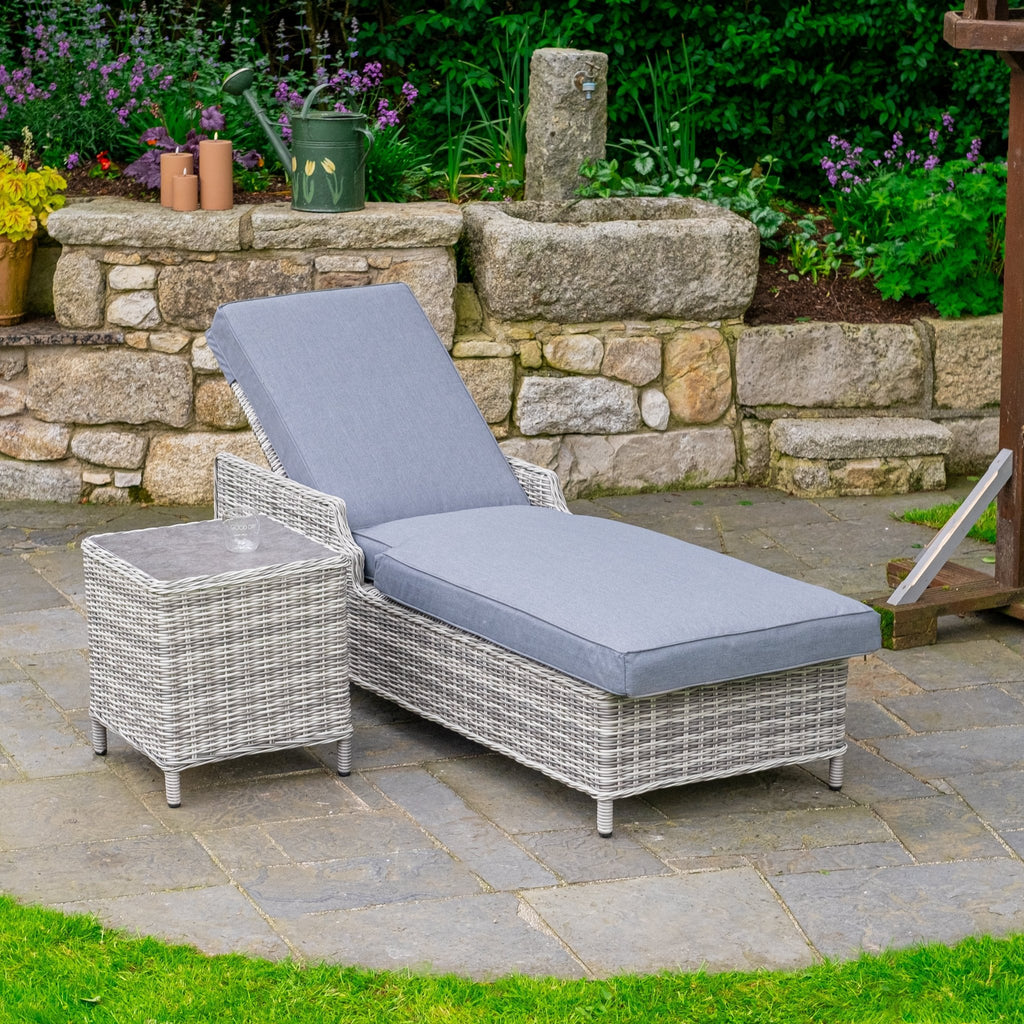 Vienna - Light Grey Sun Lounger with Table - Rathwood Store