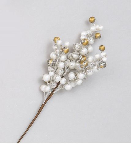 White/Gold Berry Pick 36cm - Rathwood Store