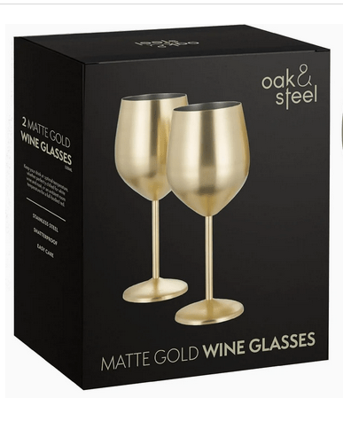 Wine Glass Set/2 - Matte Gold - Rathwood Store