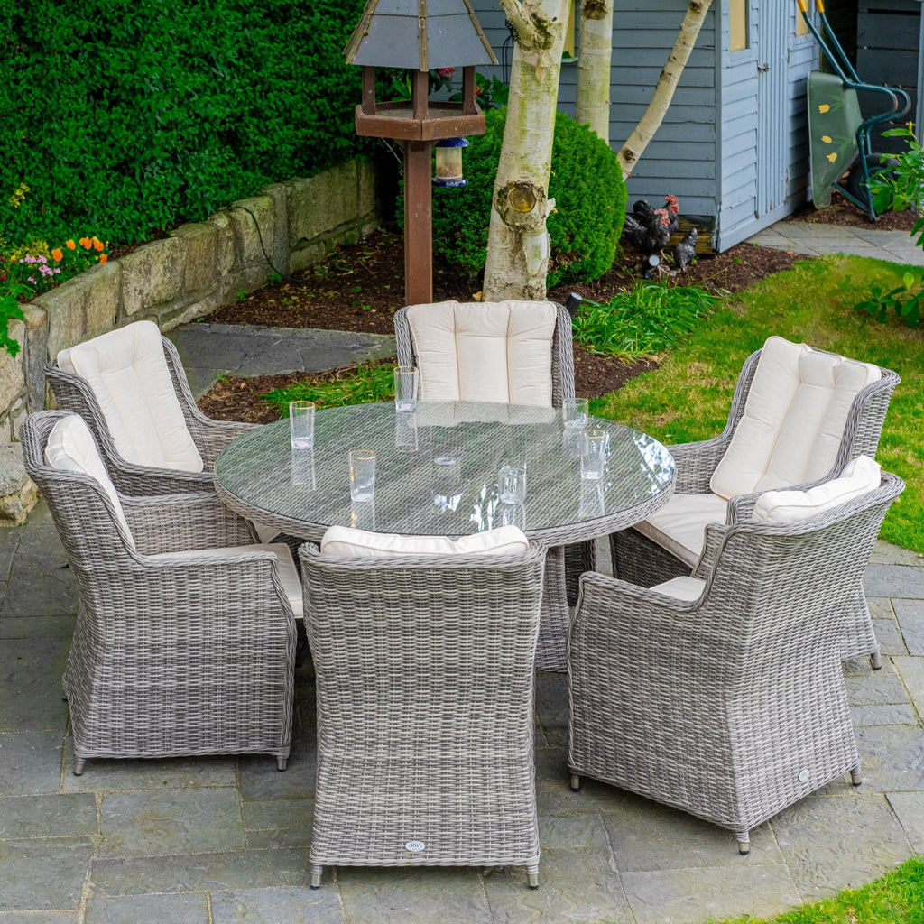Yale - 6 Seat Set with 135cm Round Table (Cream) - Rathwood Store