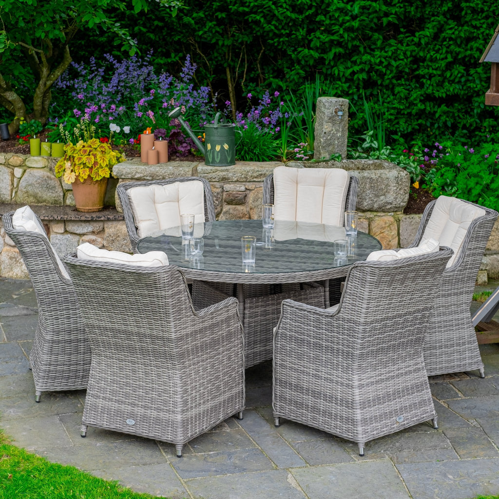 Yale - 6 Seat Set with 135cm Round Table (Cream) - Rathwood Store