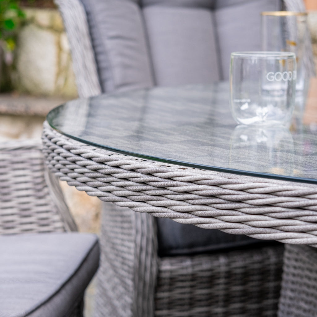 Yale - 6 Seat Set with 135cm Round Table (Grey Cushions) - Rathwood Store