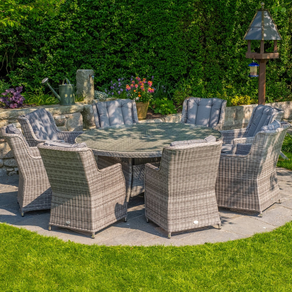 Yale - 8 Seat Set with 170cm Round Table (Dark Grey) - Rathwood Store