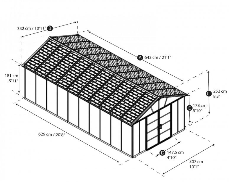 Yukon 11 ft. x 21.3 ft. Shed Kit With Floor - Dark Grey - Rathwood Store