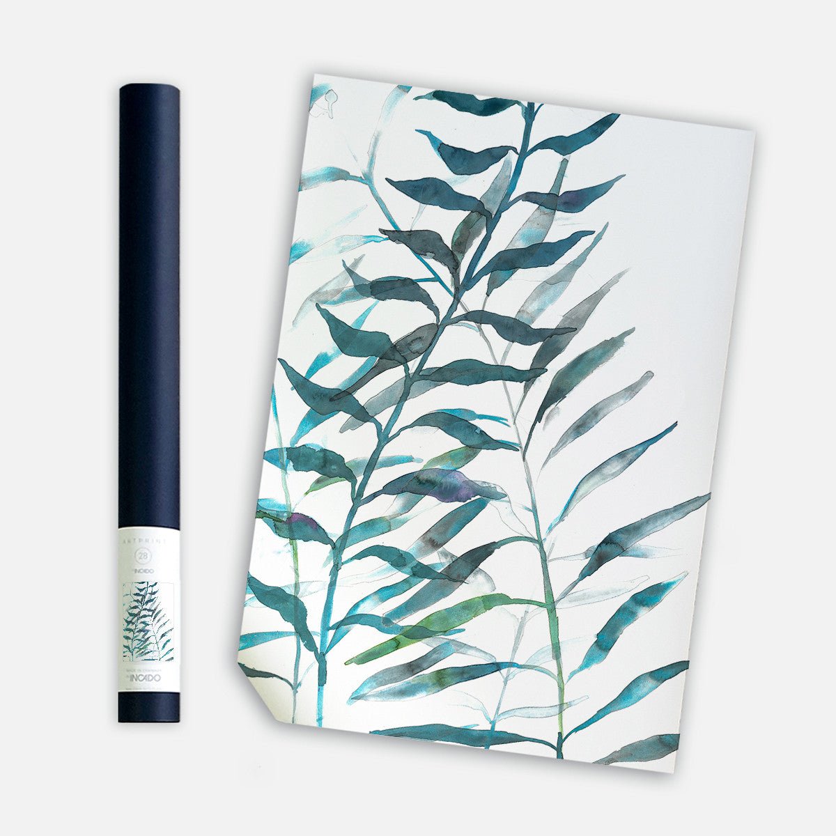 Aqua Leafs, 50cmx70cm wall art - Rathwood Store