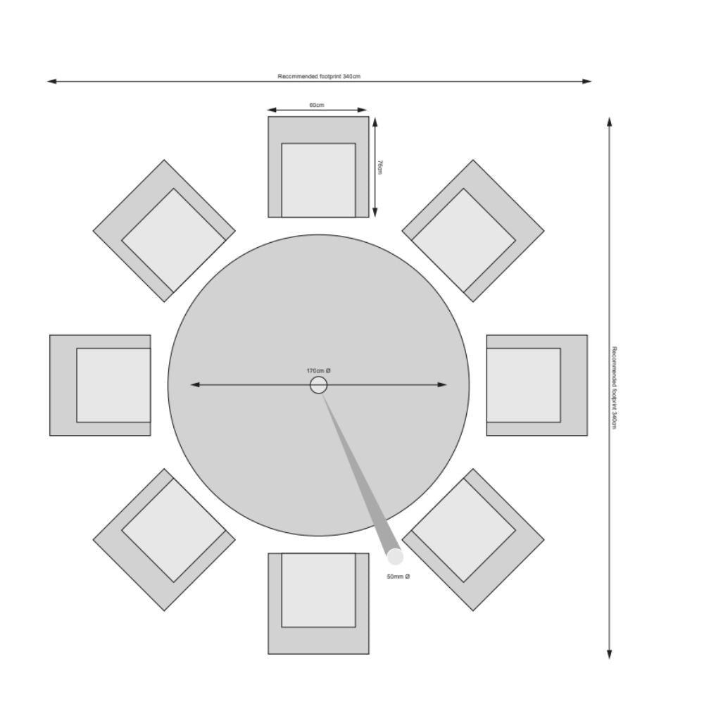 Bali - 8 Seat Set with 170cm Round Table (Grey) - Rathwood Store
