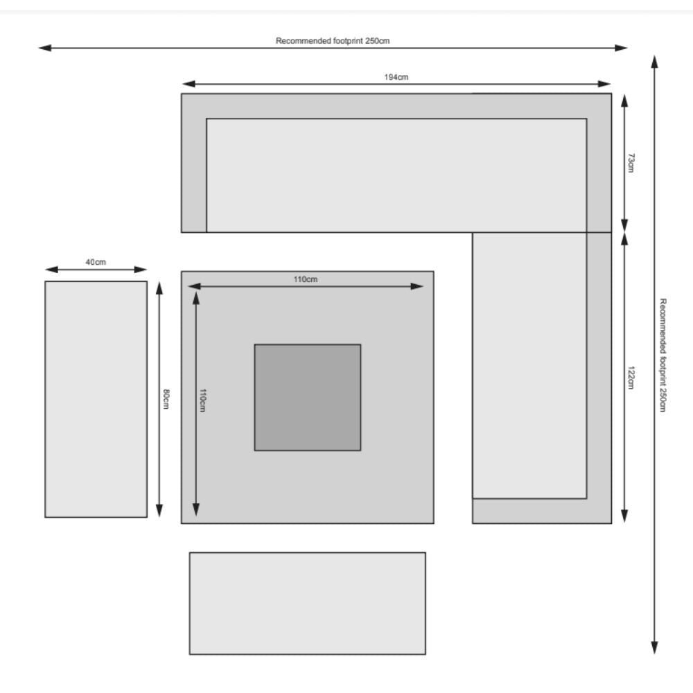 Boston - Casual Dining Set with Square Table & Firepit (Dark Grey) - Rathwood Store