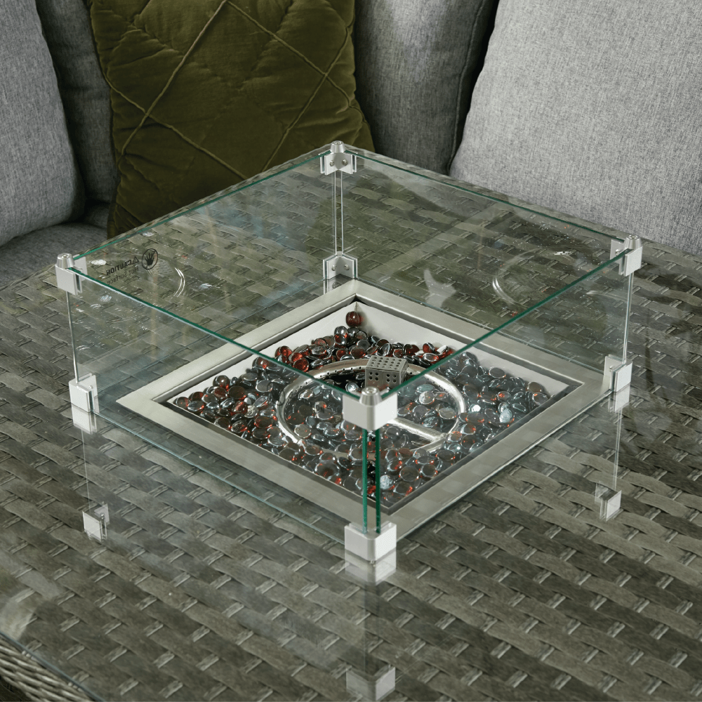 Boston - Casual Dining Set with Square Table & Firepit (Dark Grey) - Rathwood Store