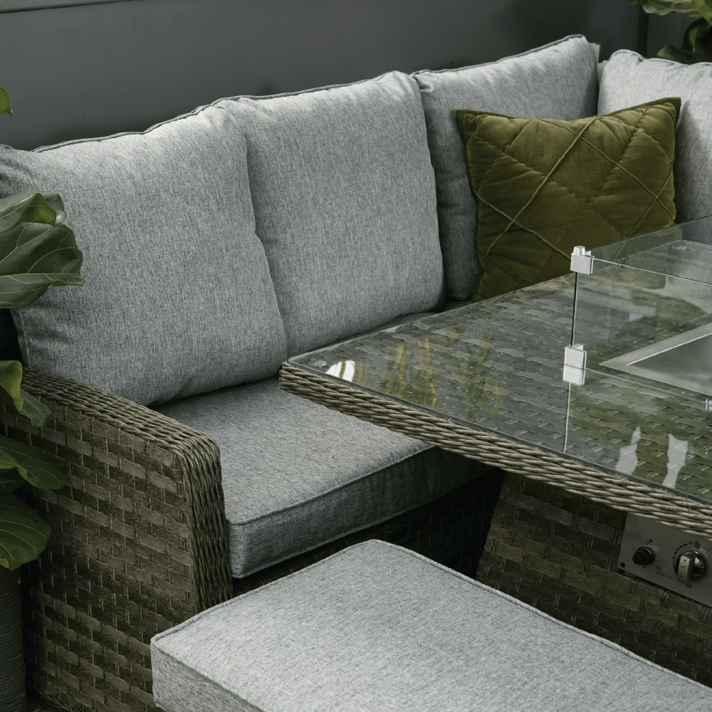 Boston - Casual Dining Set with Square Table & Firepit (Dark Grey) - Rathwood Store