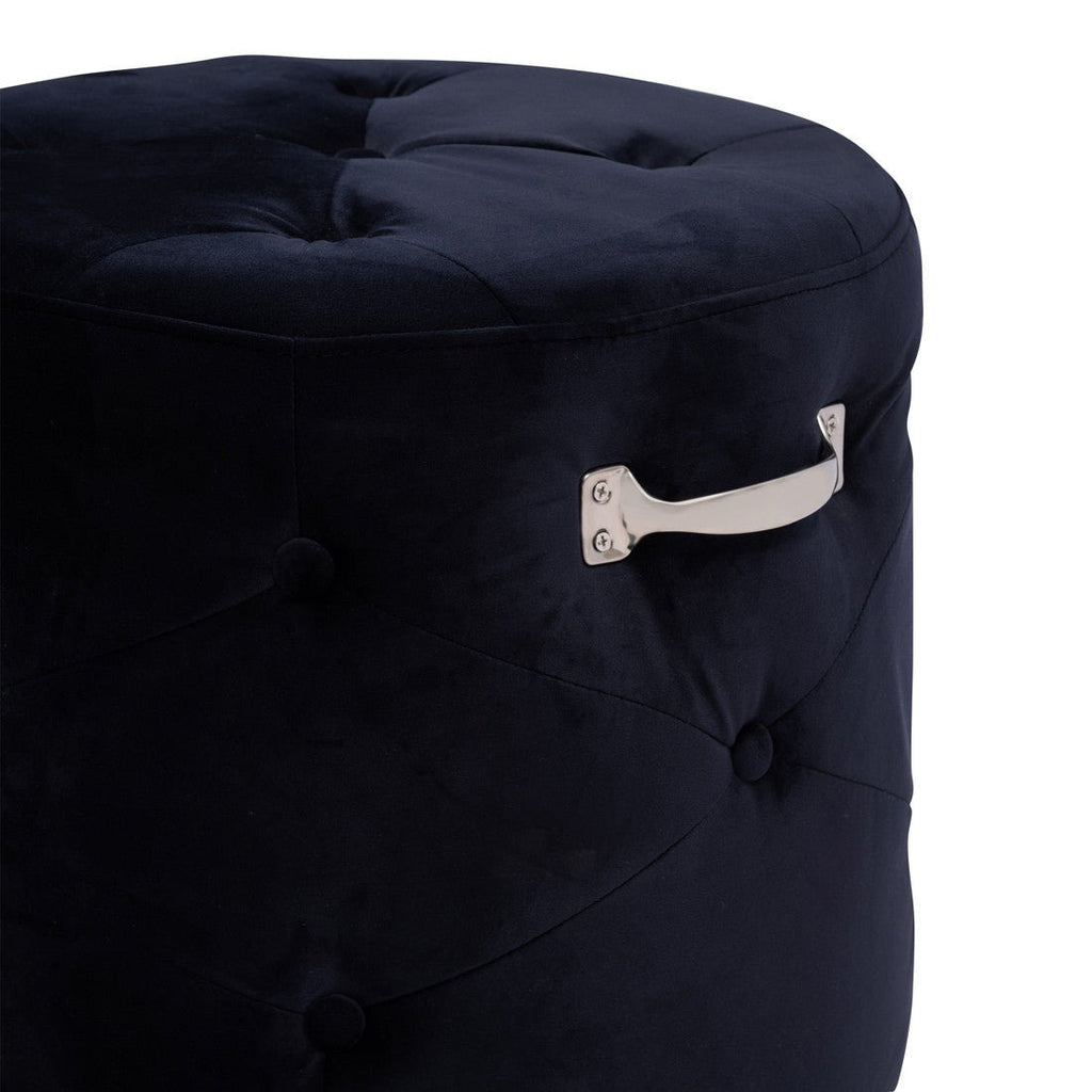 Bowery Footstool, velvet III, indigo - Rathwood Store