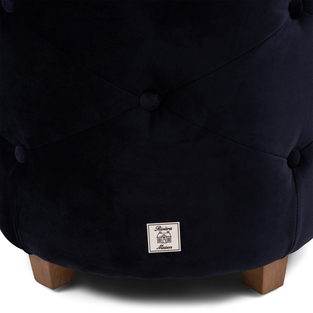 Bowery Footstool, velvet III, indigo - Rathwood Store
