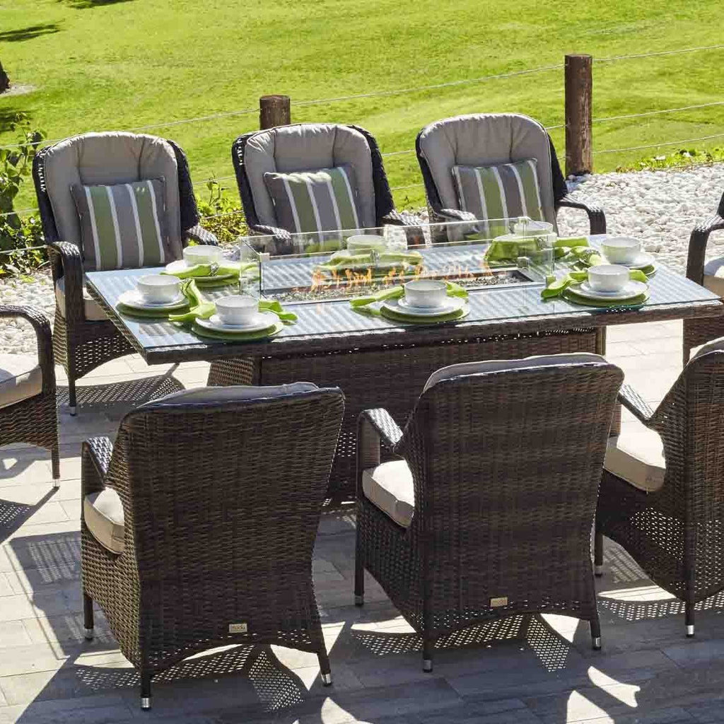 Chambery - 6 Seater Set with Rectangular Table & Firepit (Natural) - Rathwood Store