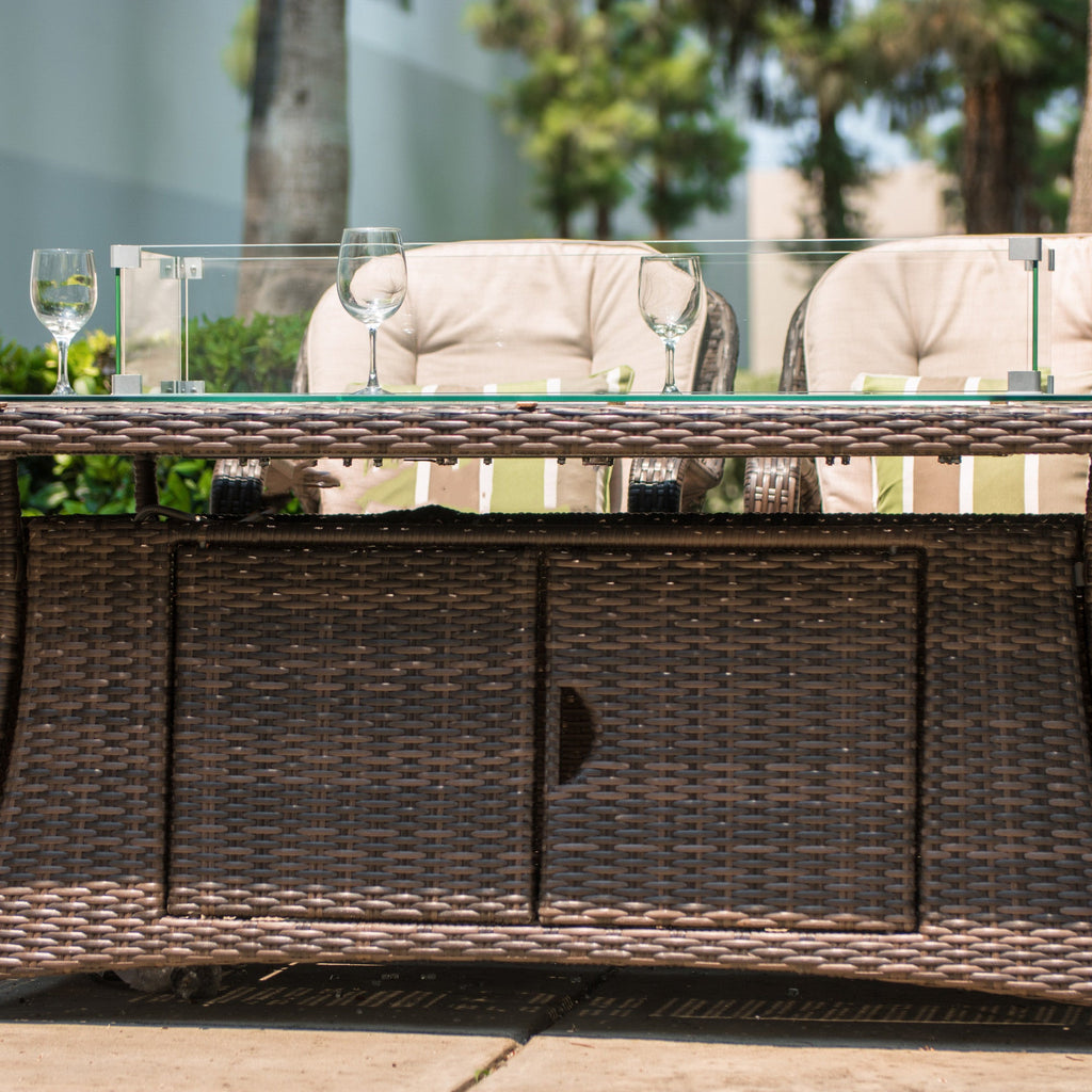 Chambery - 6 Seater Set with Rectangular Table & Firepit (Natural) - Rathwood Store