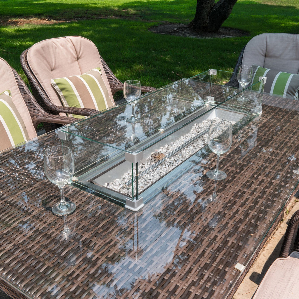 Chambery - 6 Seater Set with Rectangular Table & Firepit (Natural) - Rathwood Store