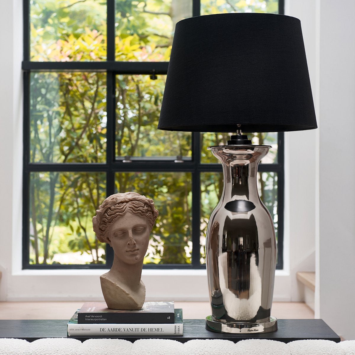 Classic Natural Linen Lampshade all black 42x55 - Rathwood Store